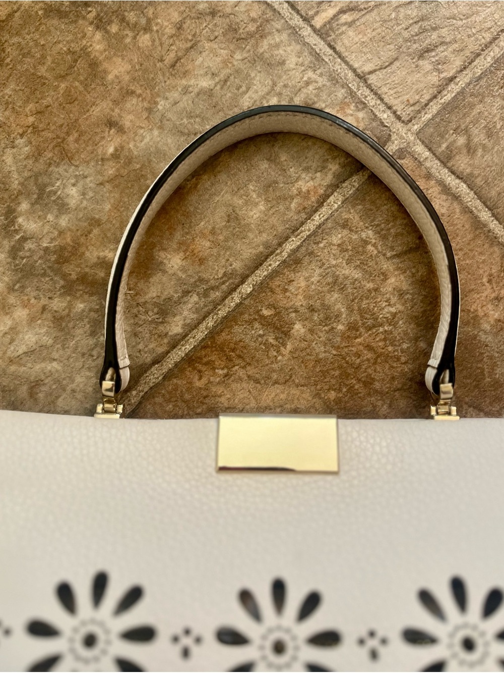 Kate Spade White Leather Faye Drive Etta Daisy Cutout Satchel Tote Bag EUC - Picture 12 of 16